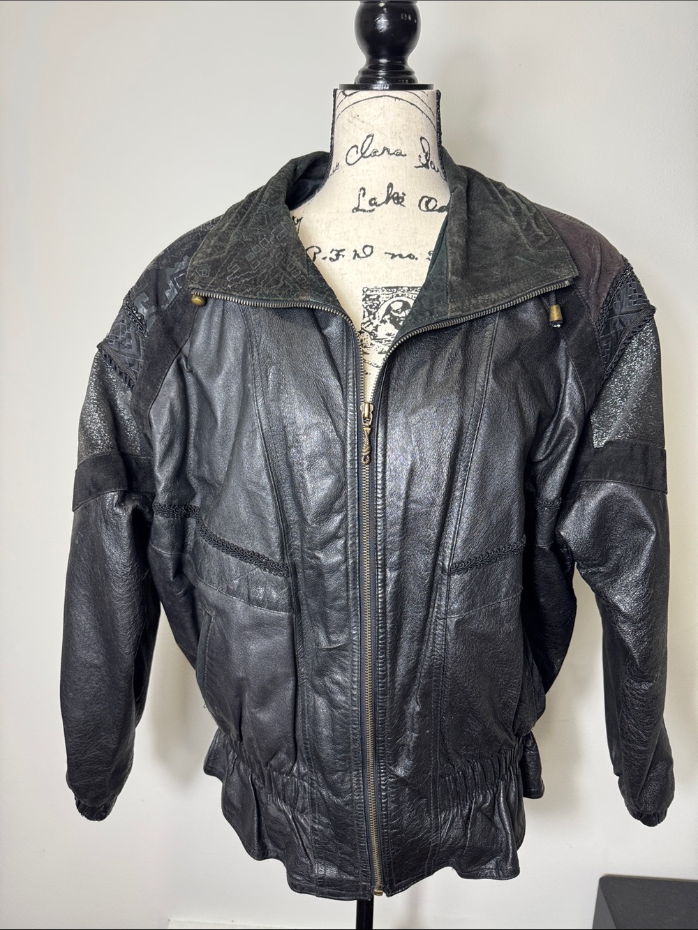 Vintage Leather Bomber "THE LEGEND" 80's/90's Jacket Festival Biker SZ M